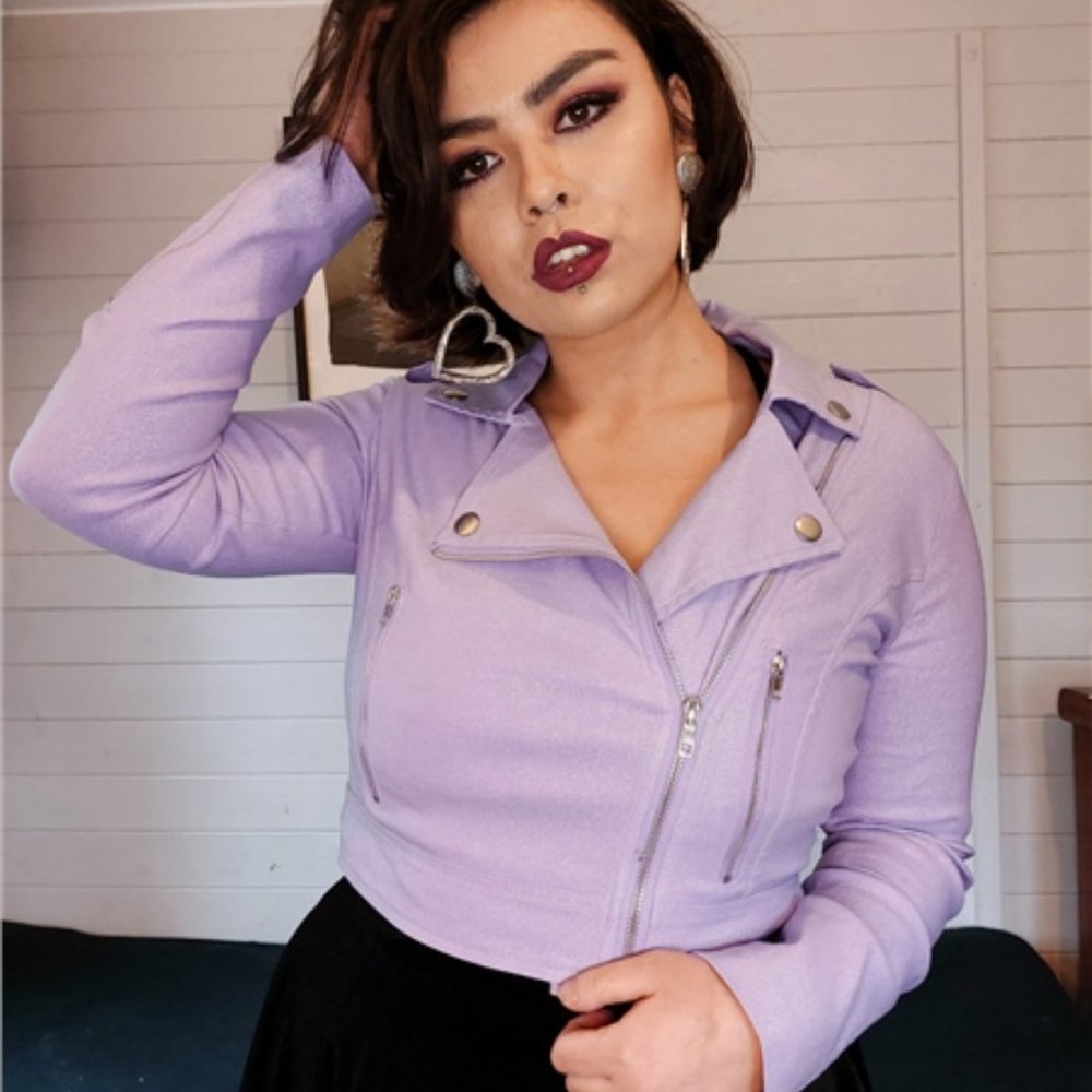 Collectif Outlaw Glitter Biker Jacket (Med)